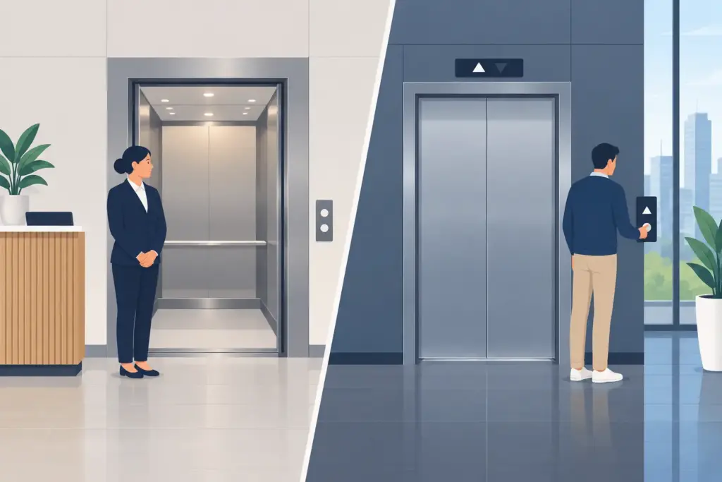 Attendant Versus Self-Service Lifting for Buildings